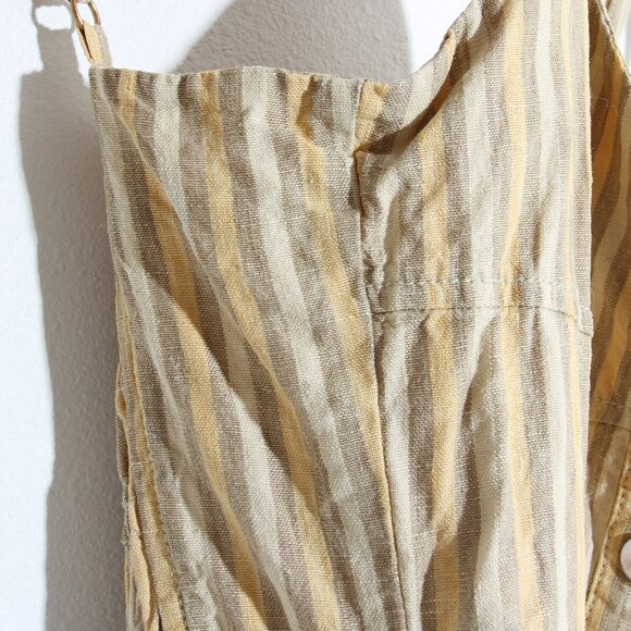Madewell Sleeveless Wide-Leg Jumpsuit French Vanilla Striped Linen Yellow Size 2 - Picture 8 of 16